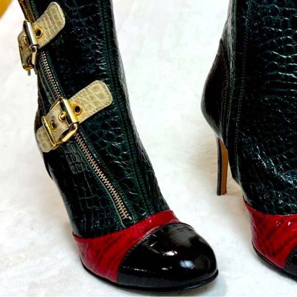 Luciano Padovan Italian Stylish Authentic Crocodile Skin Heeled Boots Size 36 - Picture 6 of 16